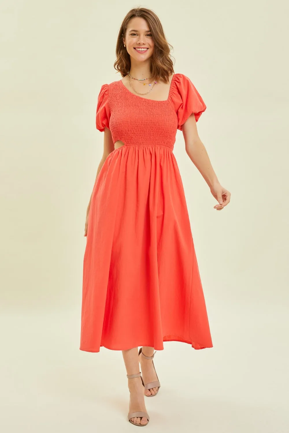 HEYSON Smocked Cutout Midi Dress sold by Charming Charlie product image thumbnail 4