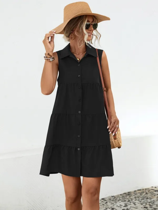 Button Up Sleeveless Mini Dress sold by Charming Charlie