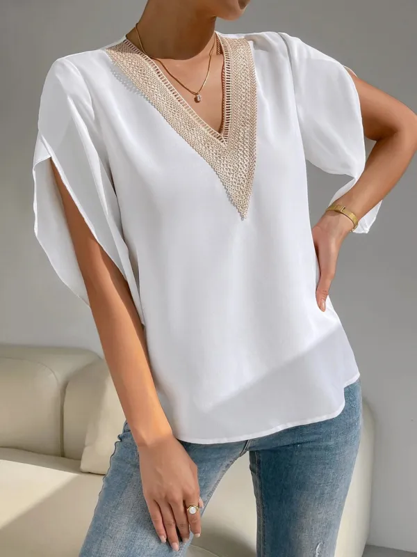 V-Neck Short Sleeve Blouse sold by Charming Charlie