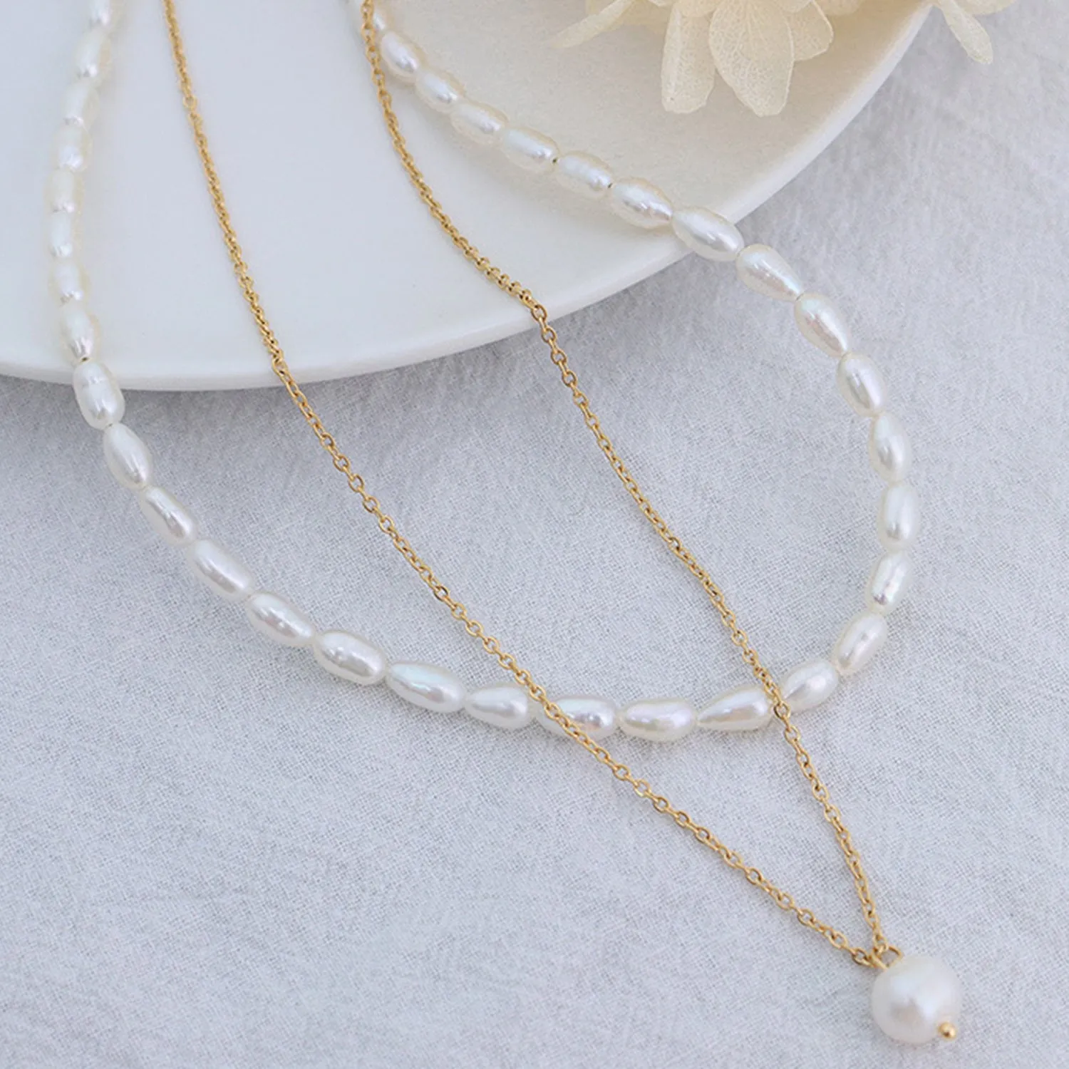 Double-Layered Freshwater Pearl Necklace sold by Charming Charlie product image thumbnail 2