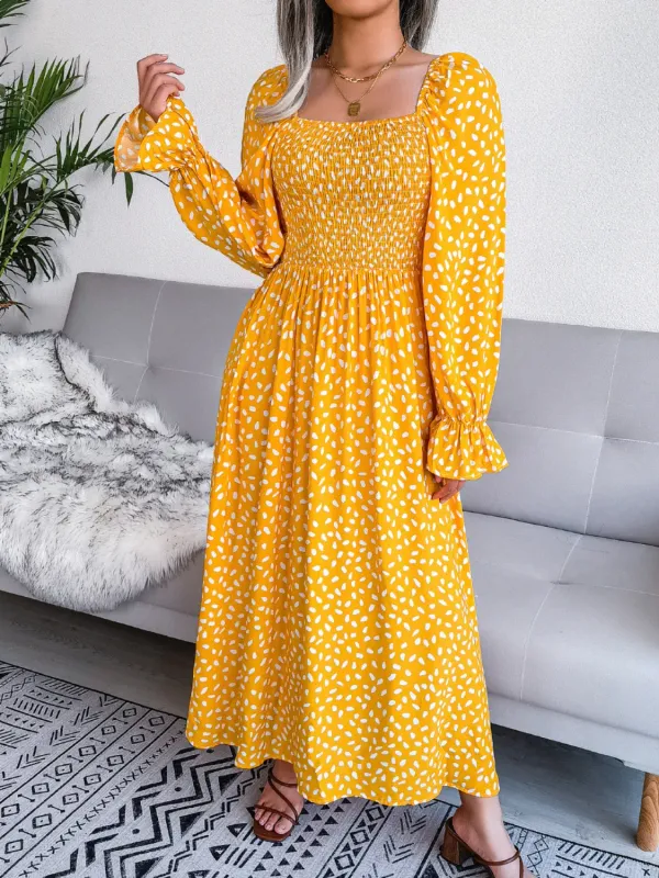 Smocked Square Neck Flounce Sleeve Dress sold by Charming Charlie