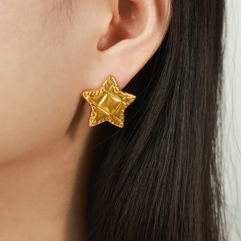 Titanium Steel Star Stud Earrings sold by Charming Charlie