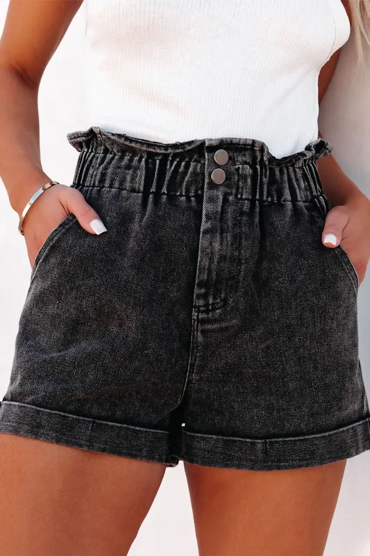 Paperbag Waist Denim Shorts with Pockets sold by Charming Charlie