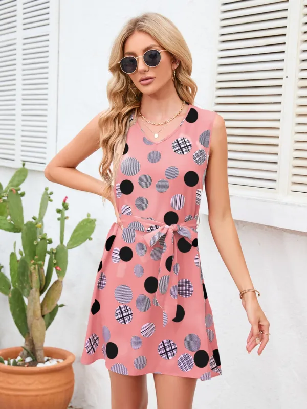 Tied Polka Dot V-Neck Dress sold by Charming Charlie