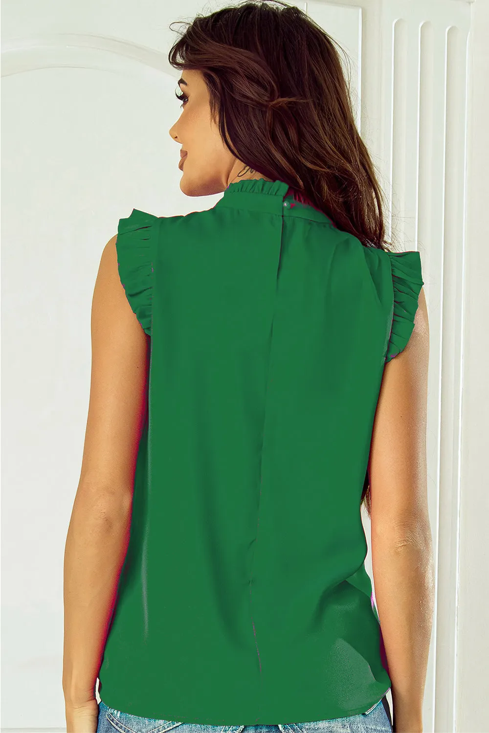 Ruffled Mock Neck Cap Sleeve Blouse sold by Charming Charlie product image thumbnail 3