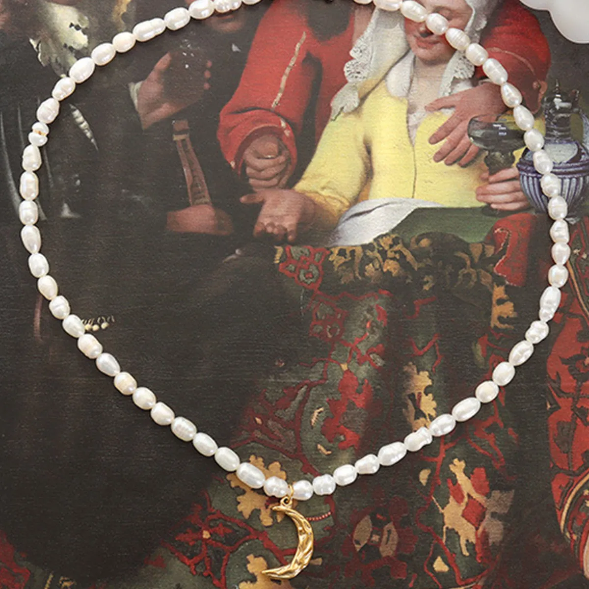 Pearl Titanium Steel Moon Shape Pendant Necklace sold by Charming Charlie product image thumbnail 3