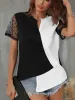 Color Block Notched Short Sleeve T-Shirt sold by Charming Charlie