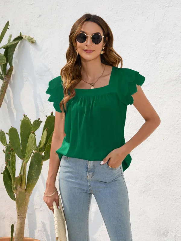 Ruffled Square Neck Cap Sleeve Blouse sold by Charming Charlie