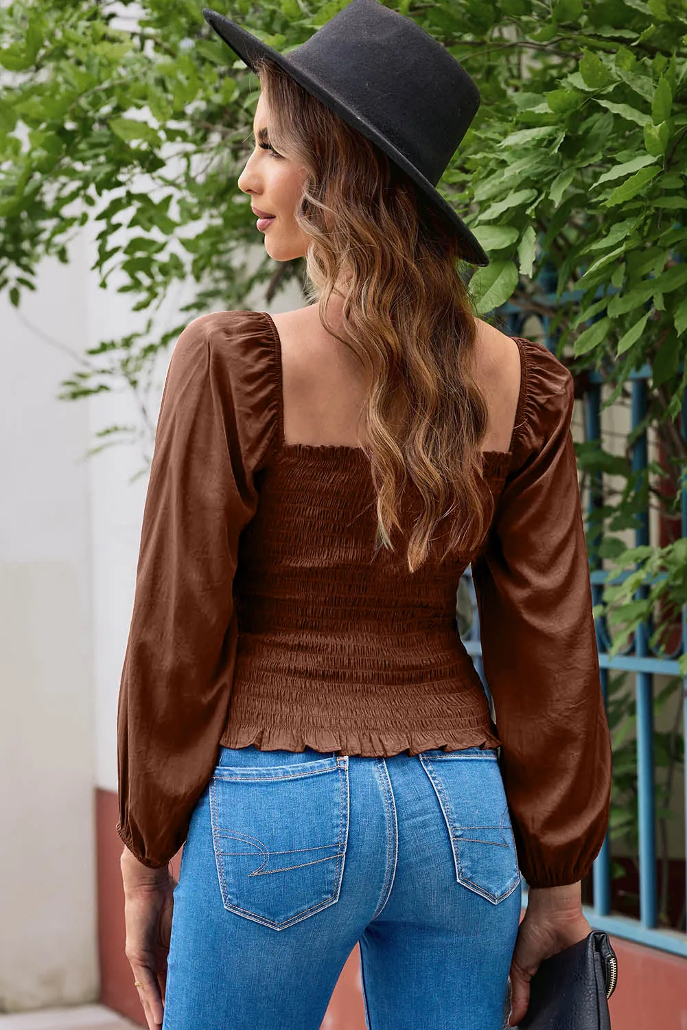 Smocked Square Neck Long Sleeve Blouse sold by Charming Charlie product image thumbnail 5