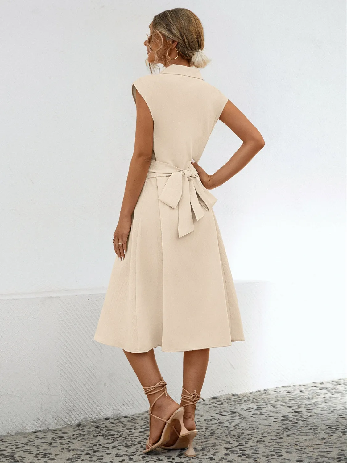 Button Up Cap Sleeve Midi Dress sold by Charming Charlie product image thumbnail 2