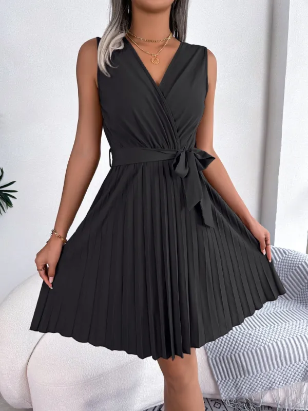 Tied Surplice Sleeveless Pleated Dress sold by Charming Charlie