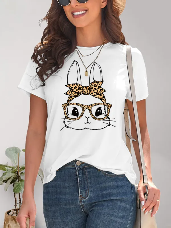 Rabbit Graphic Round Neck Short Sleeve T-Shirt sold by Charming Charlie