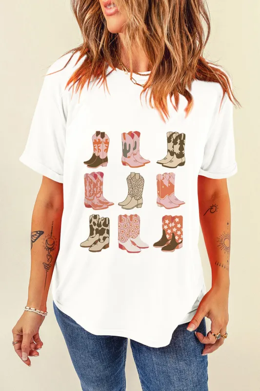 Boot Graphic Round Neck Short Sleeve T-Shirt sold by Charming Charlie