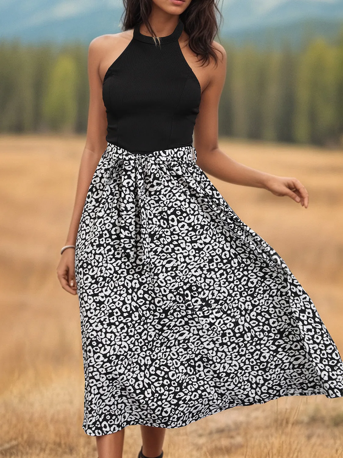 Leopard Halter Neck Midi Dress sold by Charming Charlie product image thumbnail 4