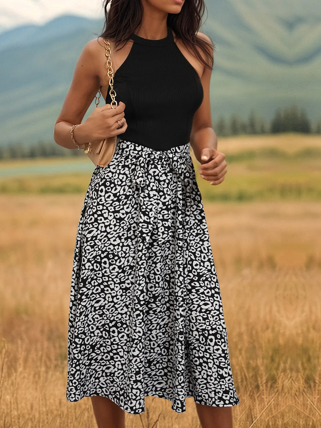 Leopard Halter Neck Midi Dress sold by Charming Charlie
