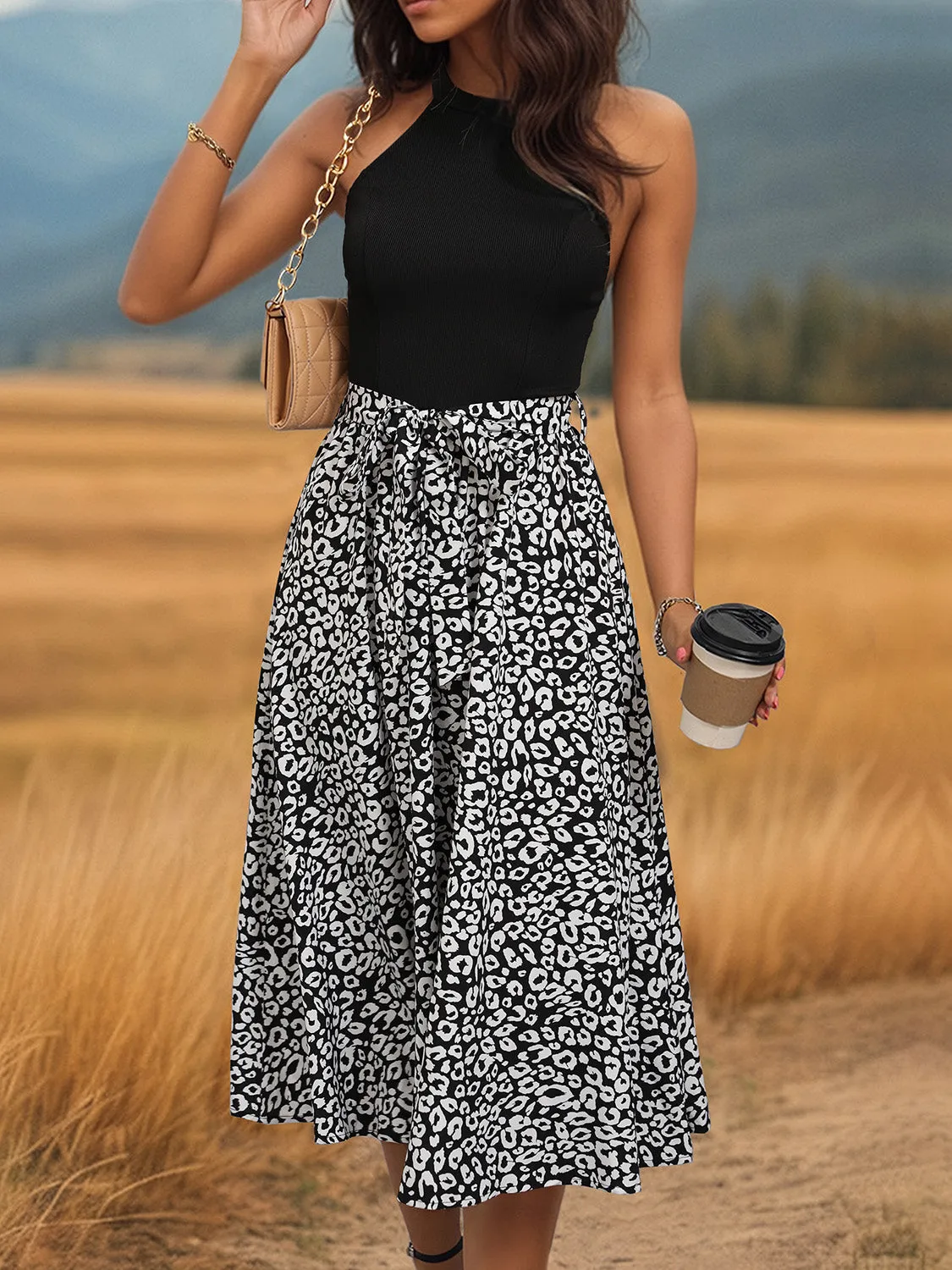 Leopard Halter Neck Midi Dress sold by Charming Charlie product image thumbnail 3