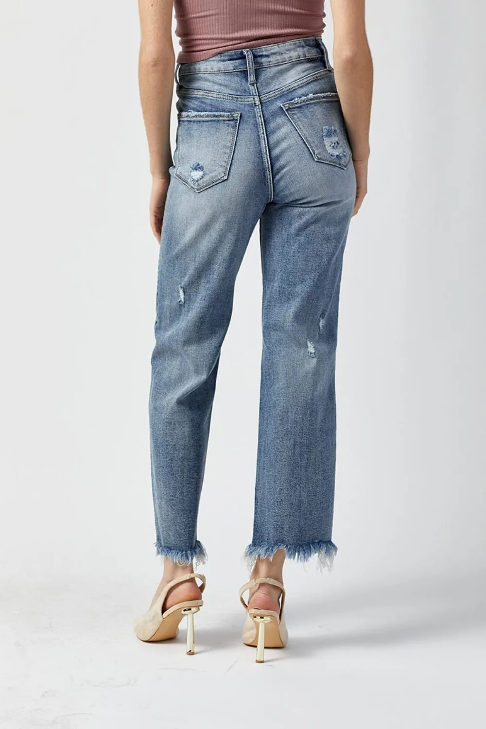 RISEN High Waist Raw Hem Straight Jeans sold by Charming Charlie product image thumbnail 2