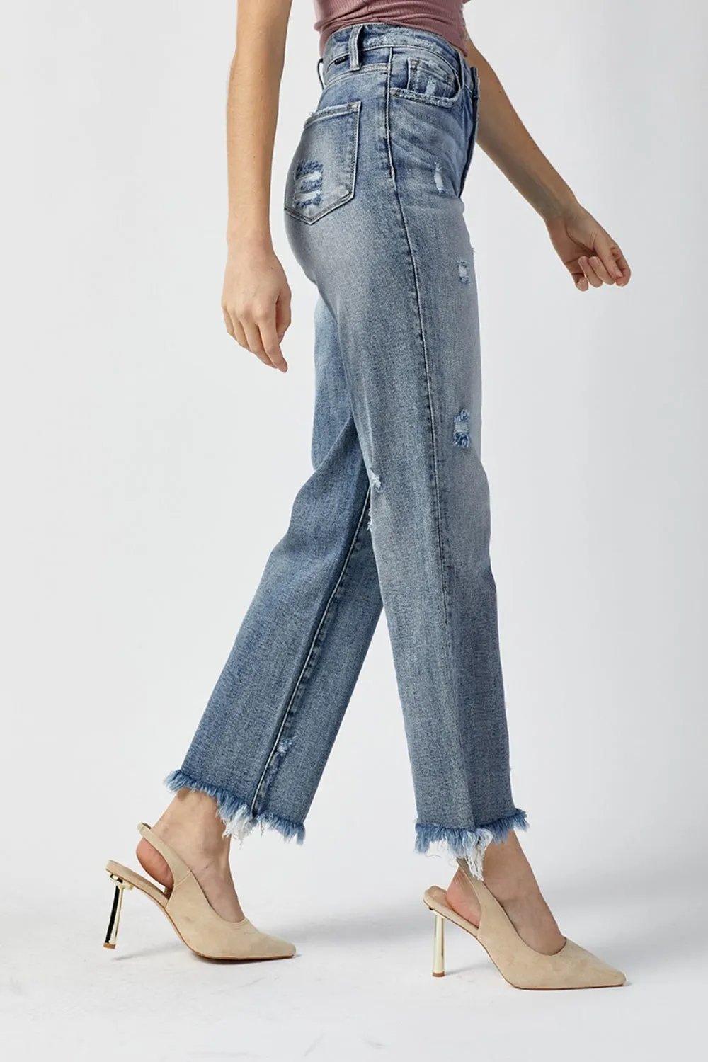 RISEN High Waist Raw Hem Straight Jeans sold by Charming Charlie product image thumbnail 3