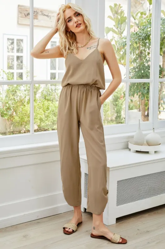 V-Neck Spaghetti Strap Sleeveless Jumpsuit sold by Charming Charlie