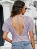 Openwork V-Neck Short Sleeve Knit Top sold by Charming Charlie