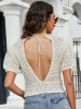Openwork V-Neck Short Sleeve Knit Top sold by Charming Charlie