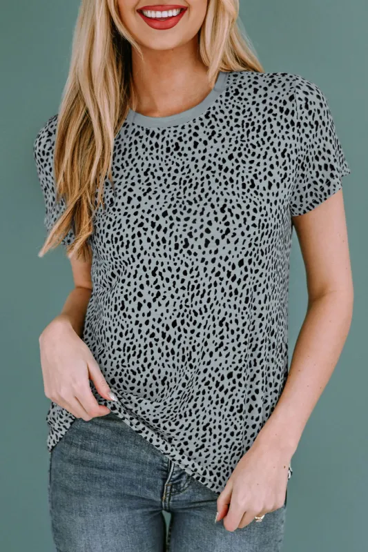 Animal Print Round Neck Short Sleeve T-Shirt sold by Charming Charlie