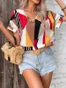 Printed V-Neck Short Sleeve Blouse sold by Charming Charlie