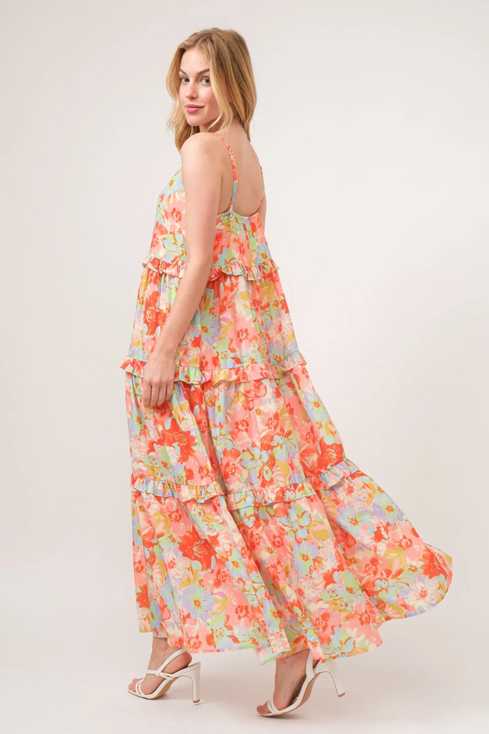 And The Why Floral Ruffled Tiered Maxi Cami Dress sold by Charming Charlie product image thumbnail 3