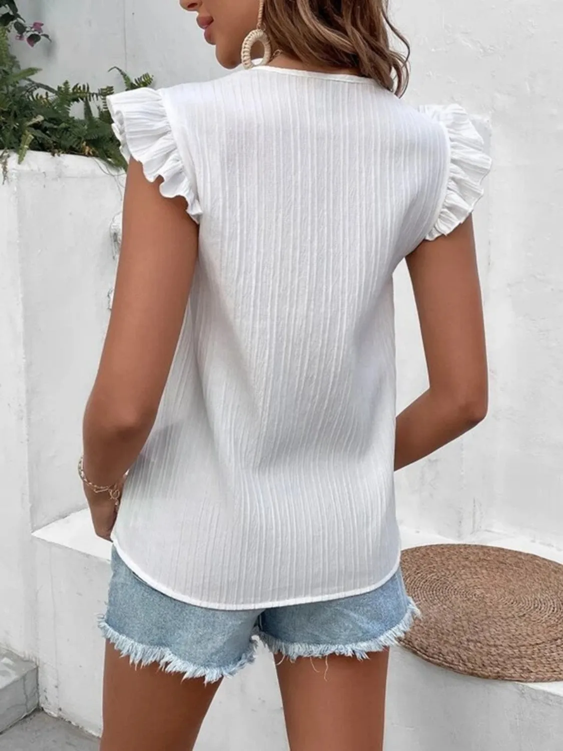 Full Size Ruffled V-Neck Tank sold by Charming Charlie product image thumbnail 2