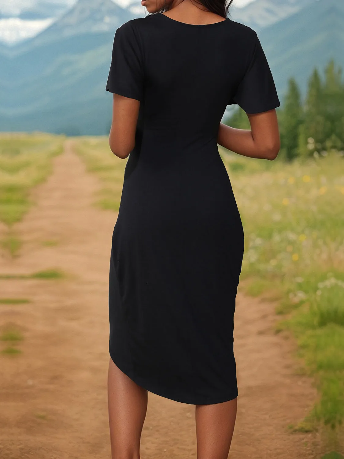 Ruched Surplice Short Sleeve Dress sold by Charming Charlie product image thumbnail 2