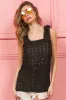 BiBi Eyelet Ruffle Wide Strap Tank sold by Charming Charlie