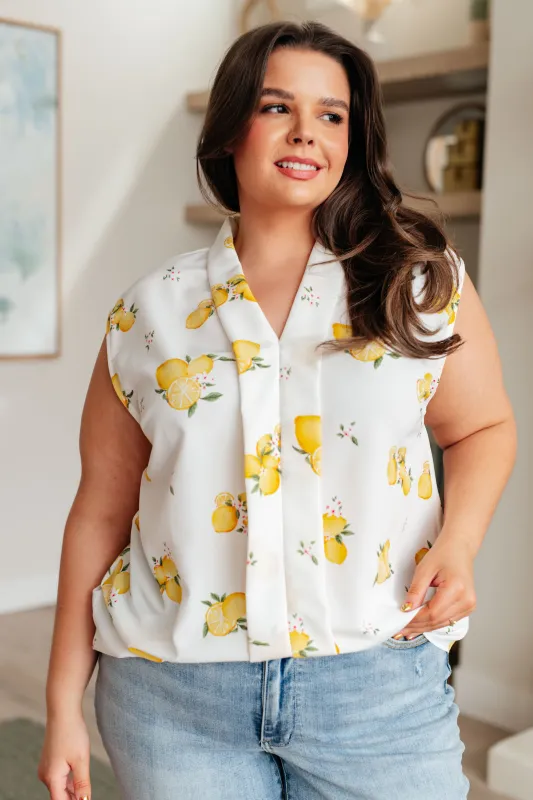 When Life Gives You Lemons Sleeveless Blouse sold by Charming Charlie