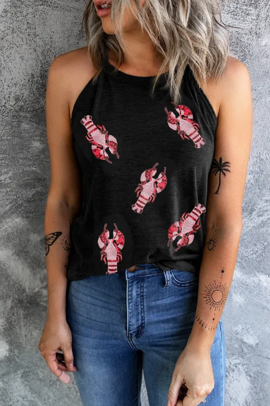 Sequin Lobster Round Neck Tank sold by Charming Charlie