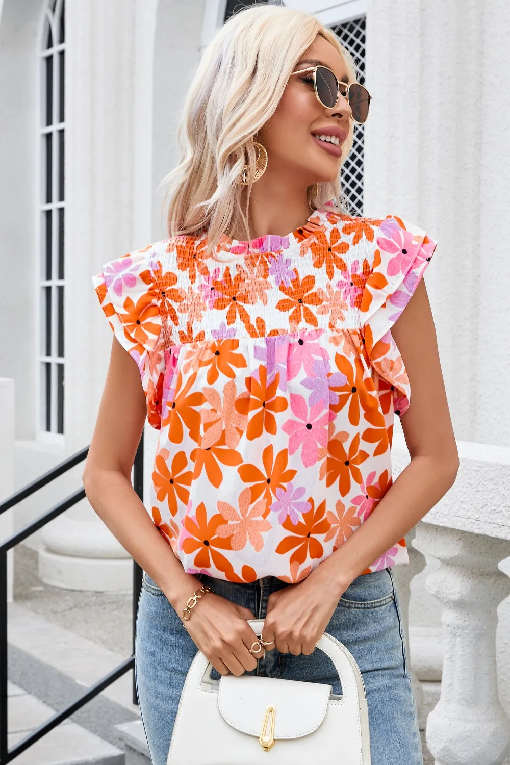 Printed Round Neck Cap Sleeve Blouse sold by Charming Charlie product image thumbnail 4