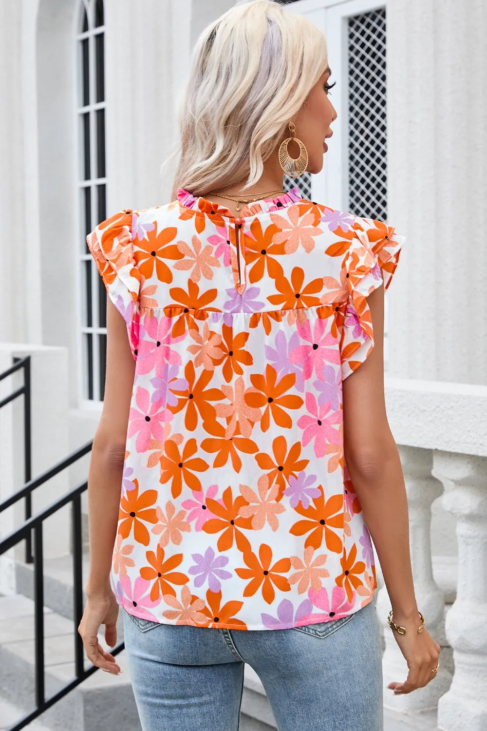 Printed Round Neck Cap Sleeve Blouse sold by Charming Charlie product image thumbnail 5