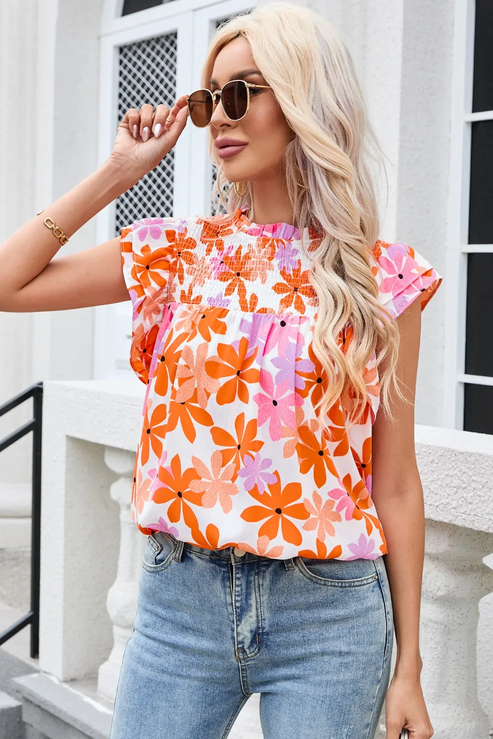Printed Round Neck Cap Sleeve Blouse sold by Charming Charlie product image thumbnail 2