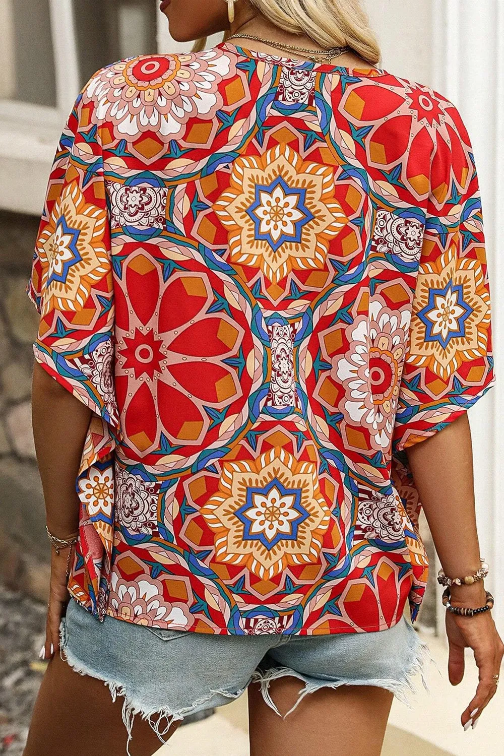 Printed V-Neck Half Sleeve Blouse sold by Charming Charlie product image thumbnail 4