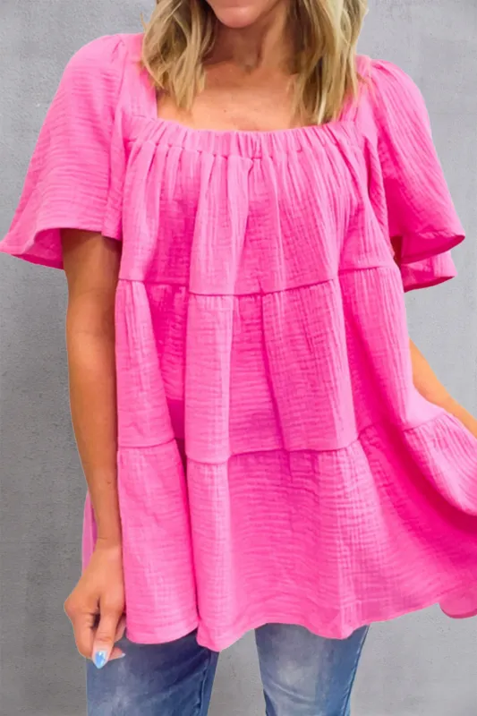 Square Neck Short Sleeve Blouse sold by Charming Charlie