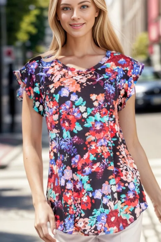 Heimish Ruffle Sleeve Floral Top sold by Charming Charlie