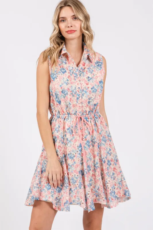 GeeGee Full Size Floral Eyelet Sleeveless Mini Dress sold by Charming Charlie