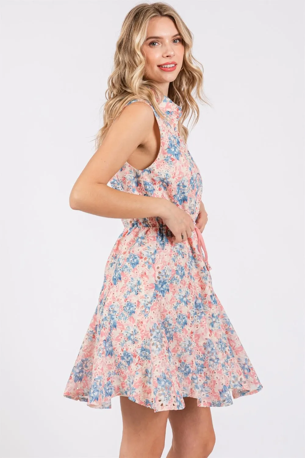 GeeGee Full Size Floral Eyelet Sleeveless Mini Dress sold by Charming Charlie product image thumbnail 3