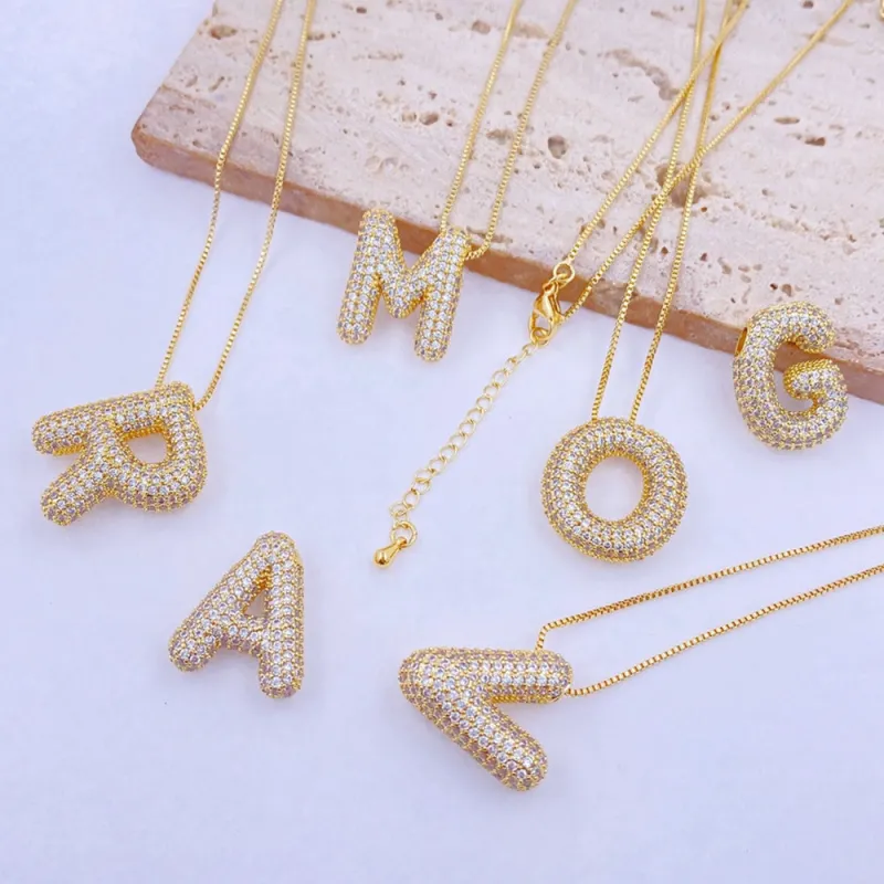 Gold-Plated Inlaid Zircon Letter Necklace sold by Charming Charlie