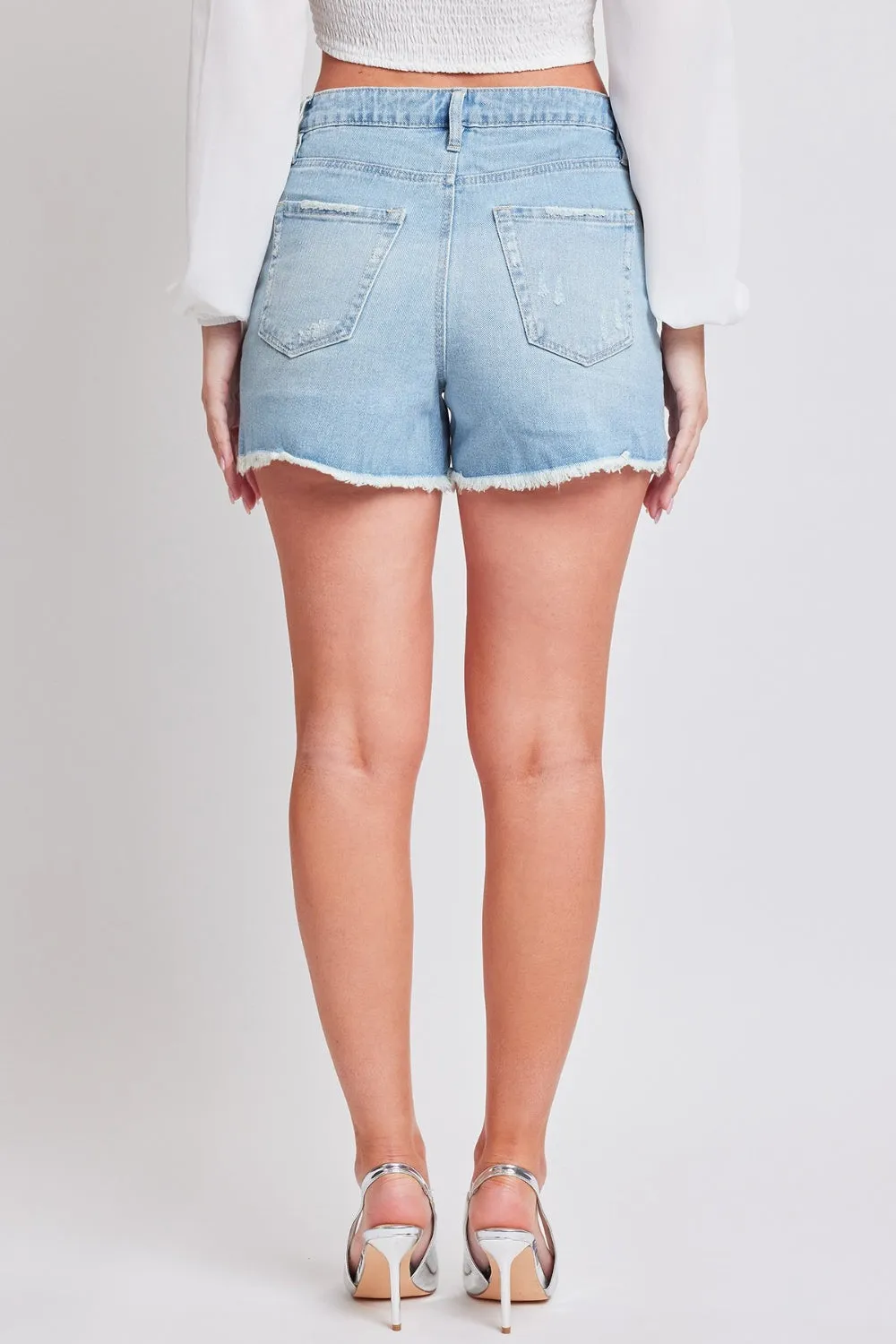 YMI Jeanswea Distressed Frayed Hem Denim Shorts sold by Charming Charlie product image thumbnail 2