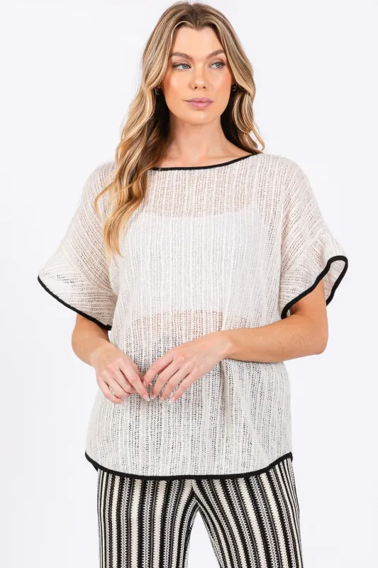 GeeGee Contrast Trim Short Sleeve Knit Cover Up sold by Charming Charlie