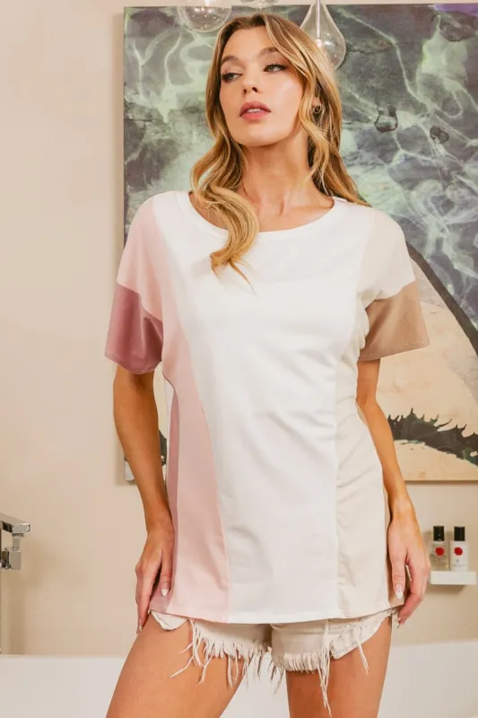 BiBi Color Block Short Sleeve T-Shirt sold by Charming Charlie