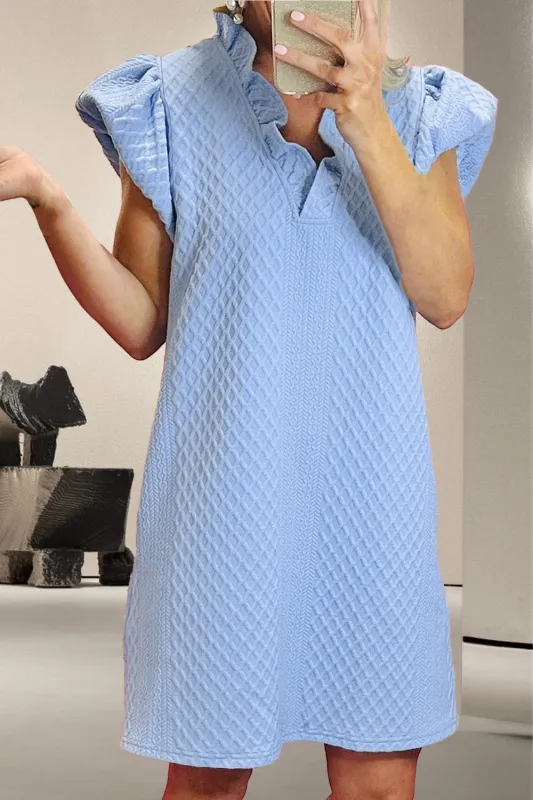 Ruffled V-Neck Cap Sleeve Mini Dress sold by Charming Charlie