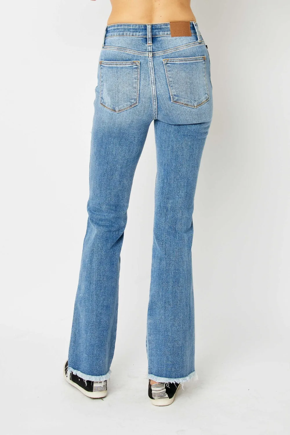 Judy Blue Full Size Distressed Raw Hem Bootcut Jeans sold by Charming Charlie product image thumbnail 2