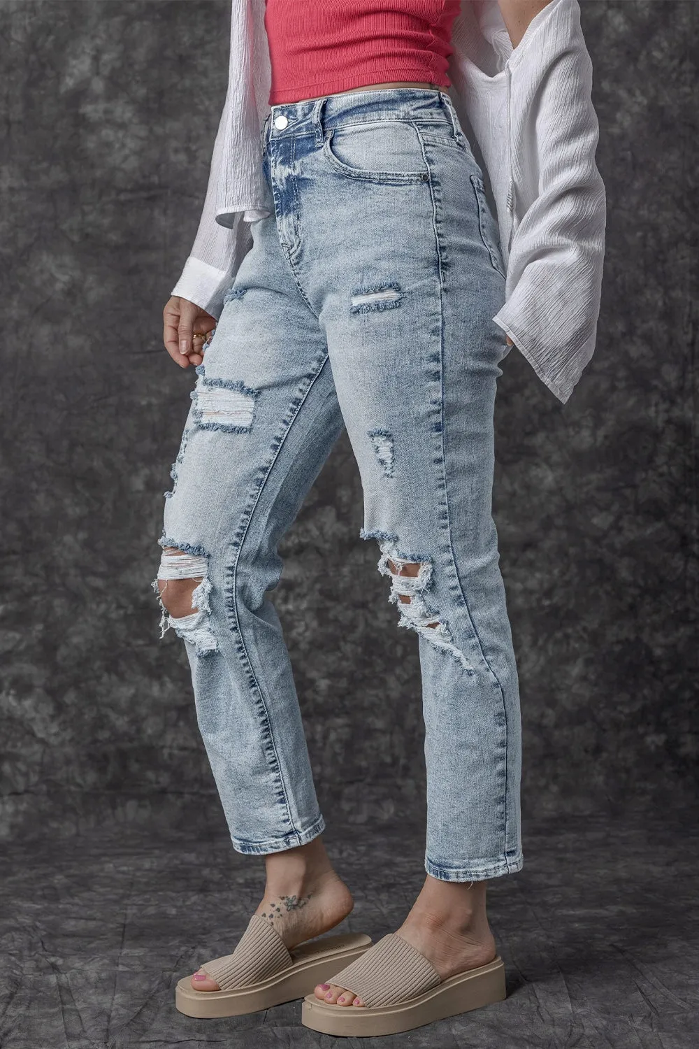 Distressed High Waist Jeans sold by Charming Charlie product image thumbnail 2