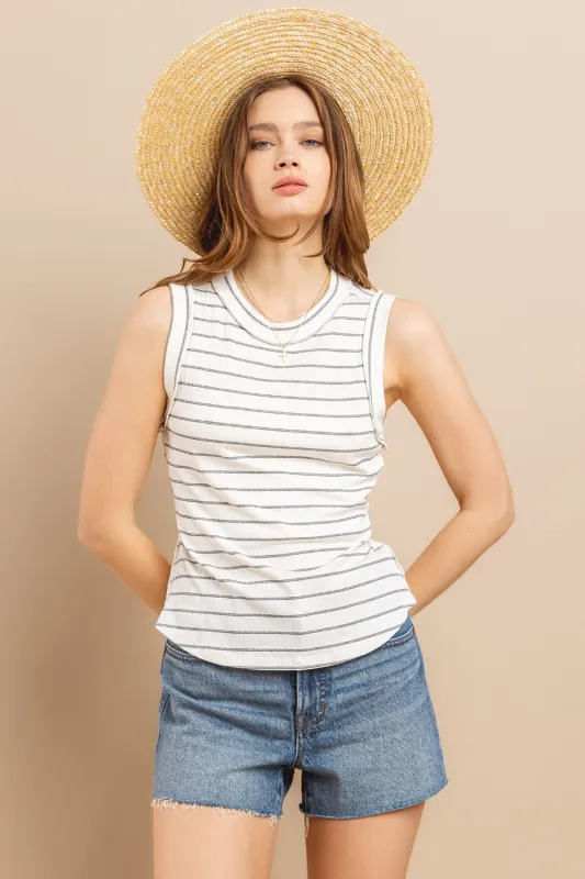 Ces Femme Striped Round Neck Tank sold by Charming Charlie