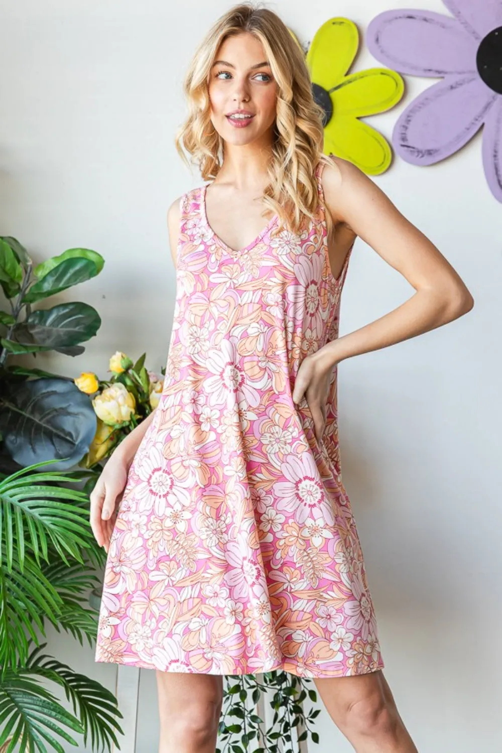 Heimish Full Size Floral V-Neck Tank Dress with Pockets sold by Charming Charlie product image thumbnail 4